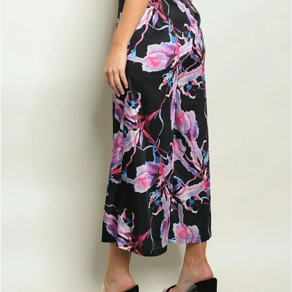 Black & Pink lined crop Jumpsuit - Picture 4 of 4